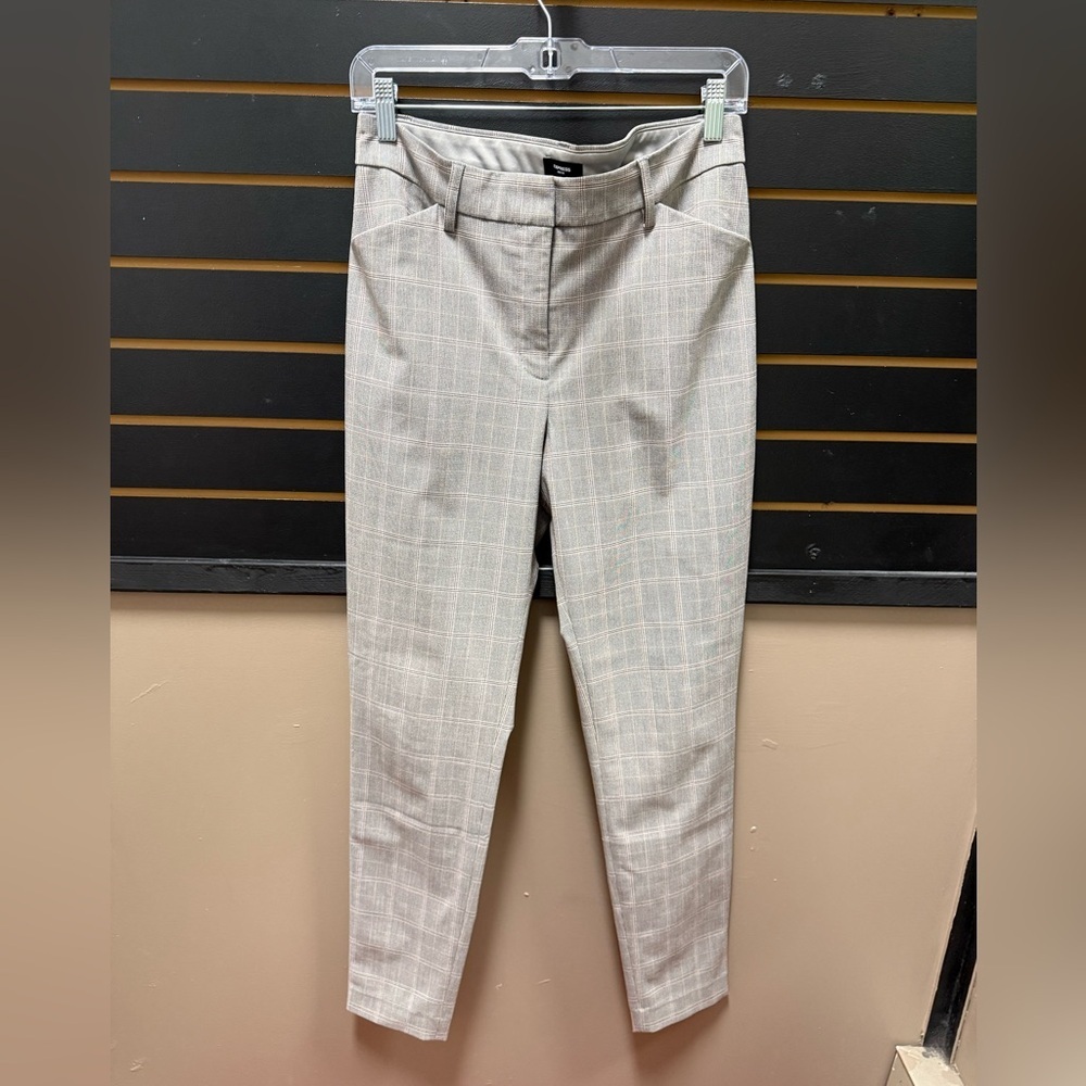 Express Editor Skinny Plaid Pants Mid Rise Gray 8L